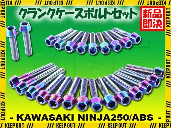 チタンボルト カワサキ Ninja250/ABS専用 ニンジャ250 EX250 2018- クランクケース エンジンカバー ボルト セット 25本 焼き色 ネジ拍卖