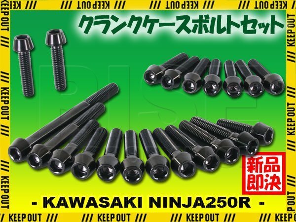チタンボルト カワサキ Ninja250/ABS専用 ニンジャ250 EX250 2015-2017(EX250LE011634 -) クランクケース エンジンカバー 20本 ブラック拍卖