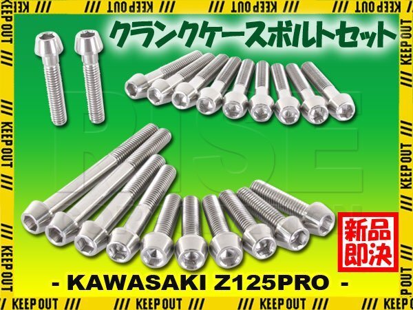 チタンボルト カワサキ Z125PRO専用 クランクケース エンジンカバー ボルト セット 21本 シルバー 軽量化 カスタム チタン合金拍卖