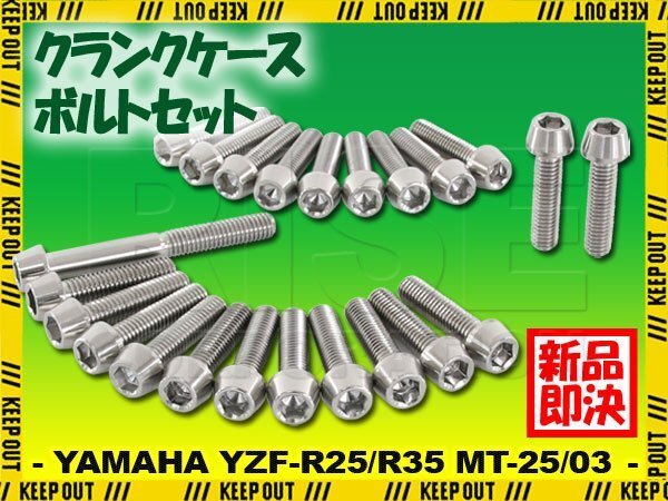 チタンボルト ヤマハ YZF-R25 YZF-R3 MT-25 MT-03専用 クランクケース エンジンカバー ボルト セット 23本 シルバー 軽量化 カスタム拍卖
