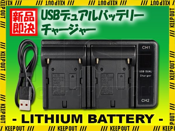 SONY ソニー NP-F550 NP-F570/5 互換 7.4V USB バッテリーチャージャー デュアル 充電器 HT90HB400 DT-9723LI リチウムイオンバッテリー拍卖