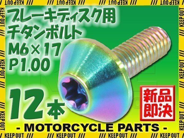 メール便OK!M6×17 P1.00 チタンボルト ブレーキディスクボルト 12本セット 6mm 17mm ピッチ1.0 ホンダ アフリカツイン CRF1000L CB1000R拍卖