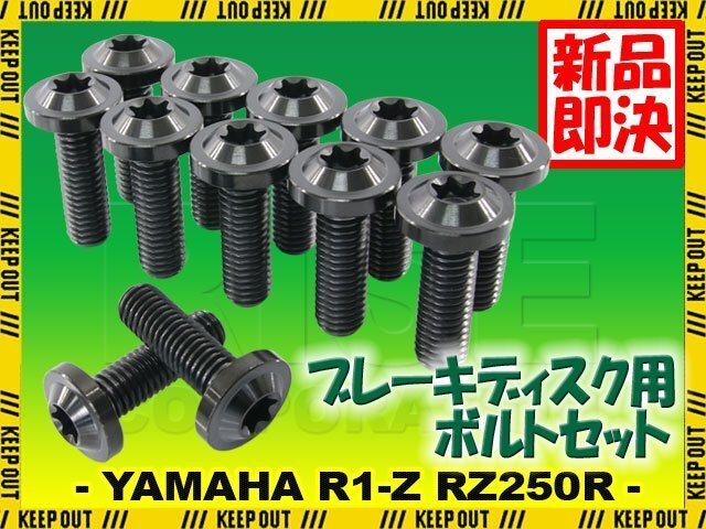 メール便OK!チタンボルト ヤマハ R1-Z RZ250R 17インチ専用 ブレーキディスクボルト フロント用 12本セット M8×25 P1.25 ブラック 軽量化拍卖