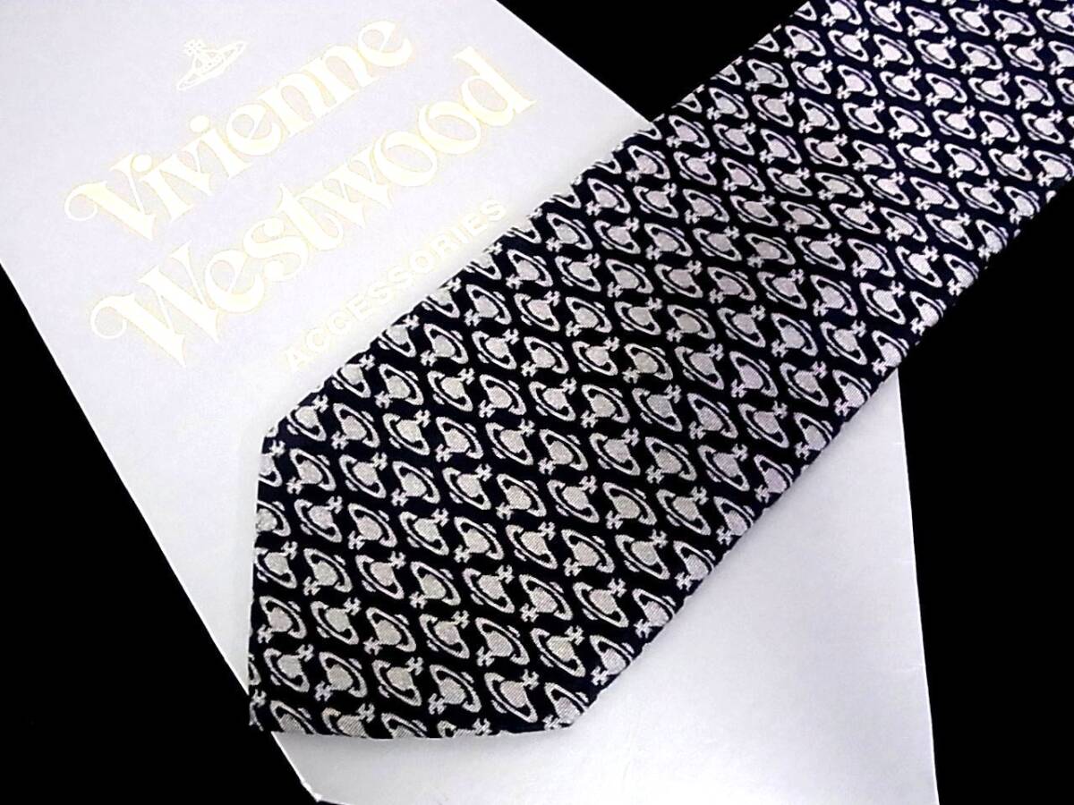 ★*:.【新品N】1300 ヴィヴィアンウエストウッド【総オーブ ロゴ柄】ネクタイ拍卖