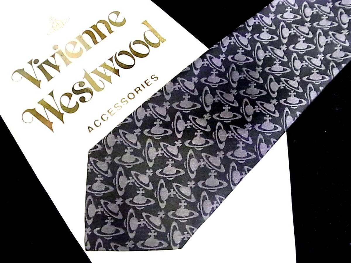 ★*:.【新品N】1471 ヴィヴィアンウエストウッド【総オーブ ロゴ柄】ネクタイ拍卖