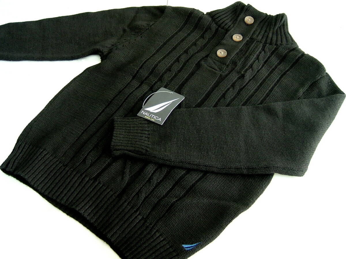 新品 ノーティカ NAUTICA L 7歳 セーター 長袖 綿 ハイネック ブラック拍卖