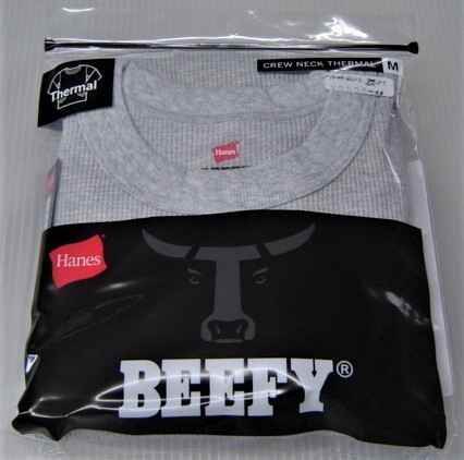 Hanes ヘインズ BEEFY ビーフィー サーマル ワッフル ロングスリーブ Tシャツ 長袖 グレー L HM4-Q103 メンズ レディー 人気 お拍卖