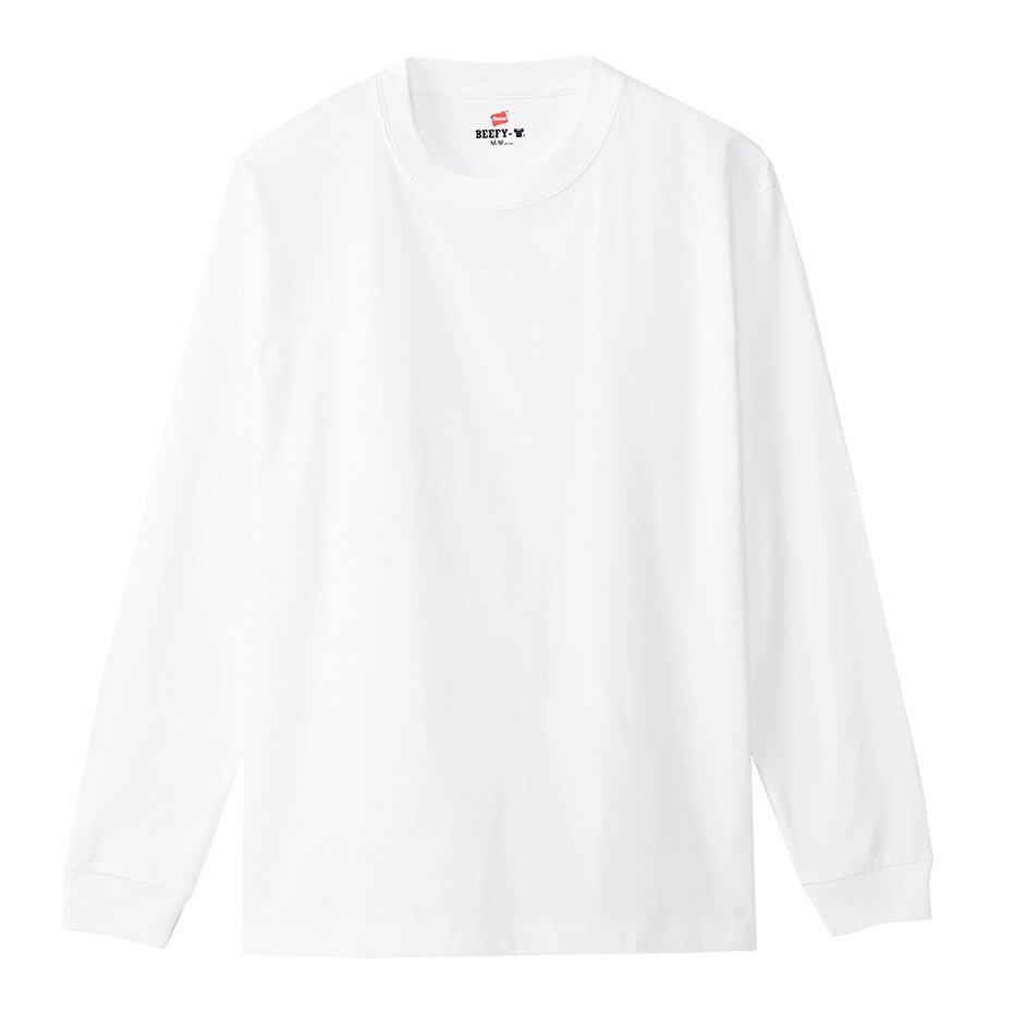 Hanes ヘインズ 厚地 BEEFY ビーフィー 無地 ロングスリーブ Tシャツ 1点 長袖 白 L H5186 メンズ レディース 人気 おすすめ 新品 拍卖