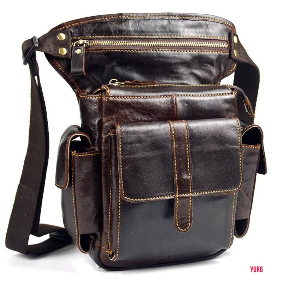 ヴィンテージ感 本革 バイク用 レッグバッグ 大容量 3WAY ポケット多数 盗難防止ポケット 耐久性 頑丈 長財布 スマホ 高級感 ツーリング 拍卖