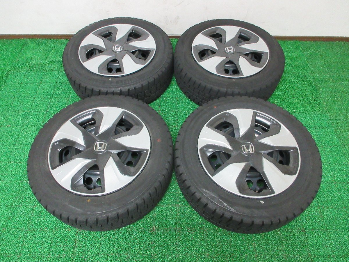 G393【条件付 送料無料】185/60R15 超溝高 8.5~9分山 スタッドレス WINTERMAXX WM02 ♪ 22年 ホイールセット 4本 ホンダ フィット HV 純正拍卖