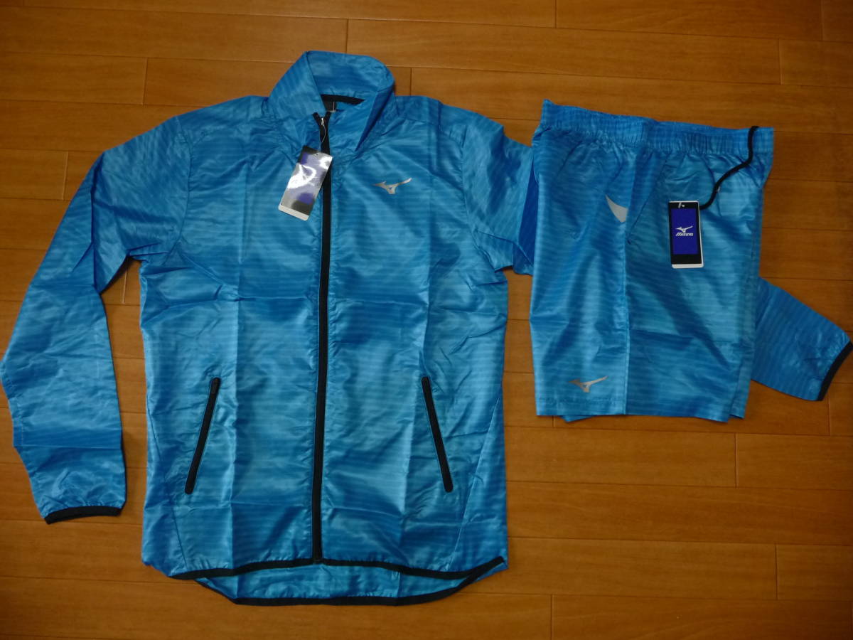 54%off-新品★ミズノ ブレーカーシャツ・ハーフパンツ上下★M/青・濃淡 拍卖