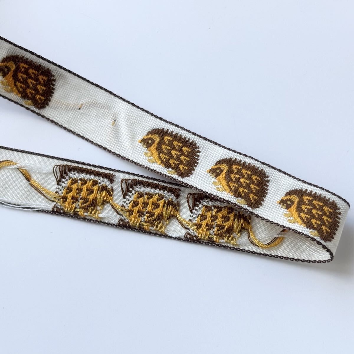 チロルテープ ハリネズミ オフホワイト幅15mm長さ1m レトロ デッドストック チロリアンテープ 手芸拍卖