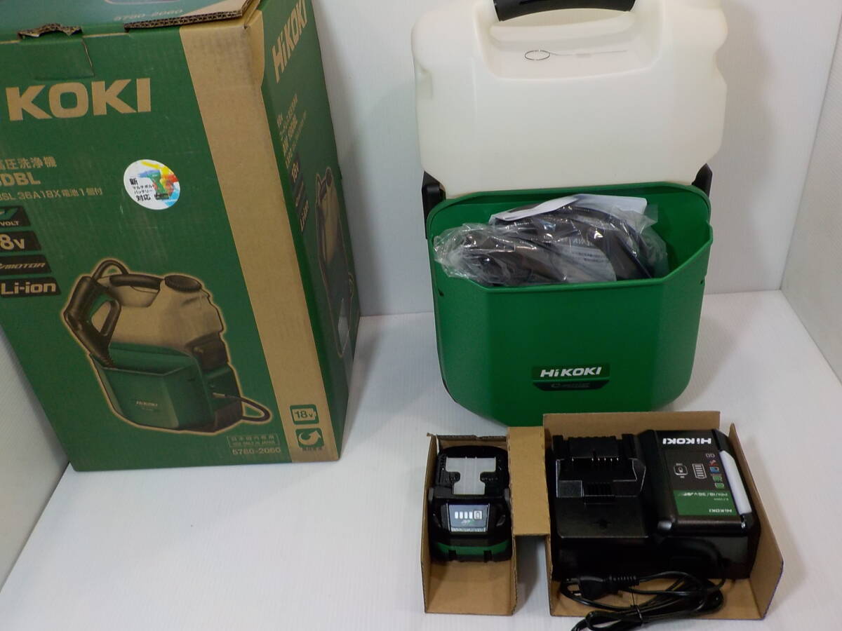 d645★HiKOKI 18Vコードレス高圧洗浄機 AW18DBL 充電器 バッテリー付き拍卖