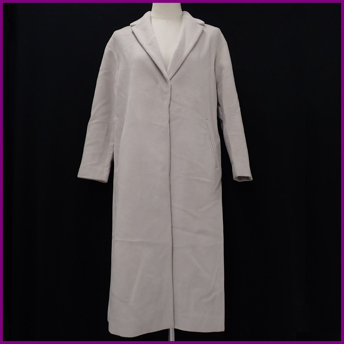 ★UNITED ARROWS/ユナイテッドアローズ チェスターコート 36/レディースM相当/ライトグレージュ/ウール100%/ロング&0767000069拍卖