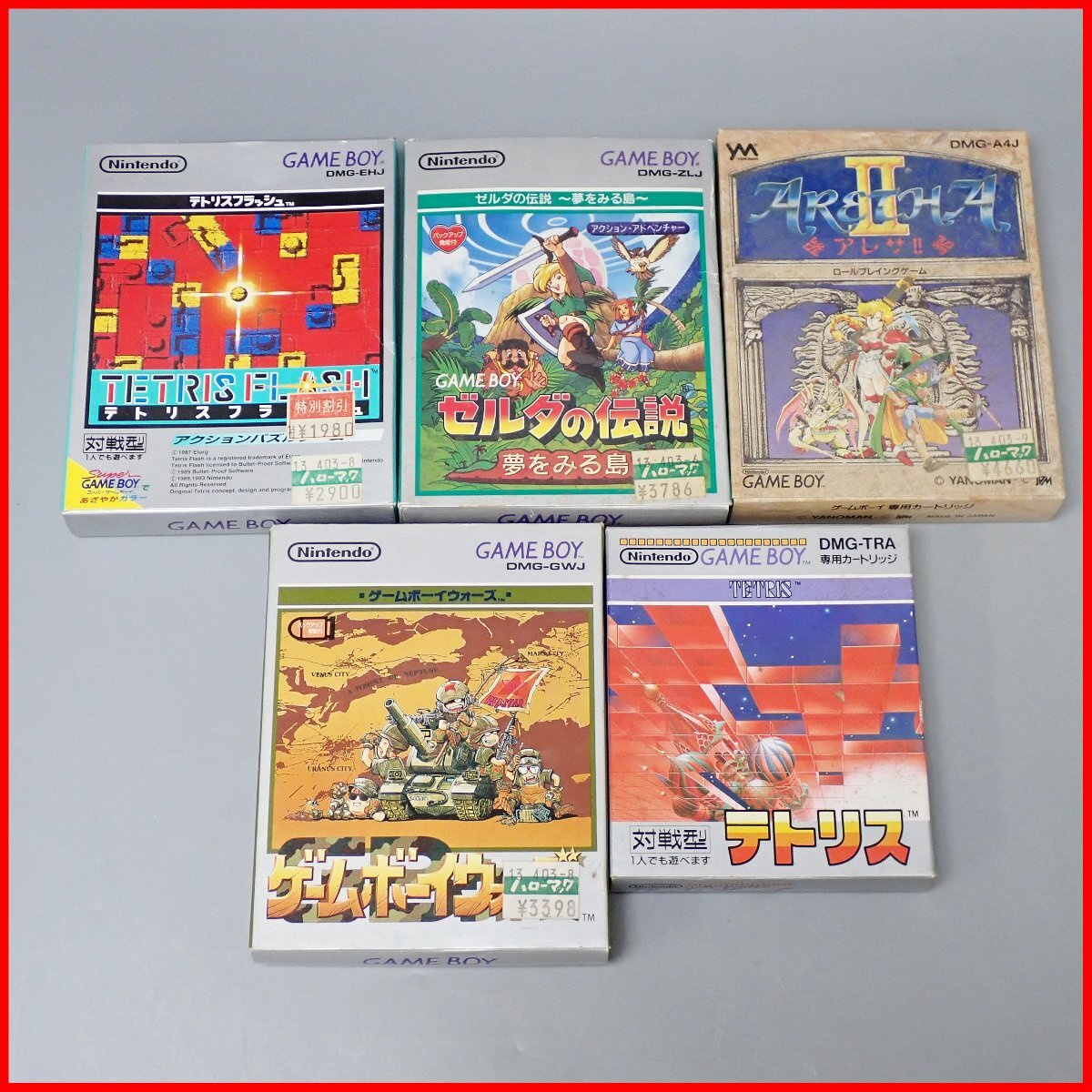 ★1円 ゲームボーイ 専用ソフト 5本セット/ゼルダの伝説 夢をみる島/テトリスフラッシュ/アレサII他/動作品/付属品あり/初代/GB&2123200283拍卖