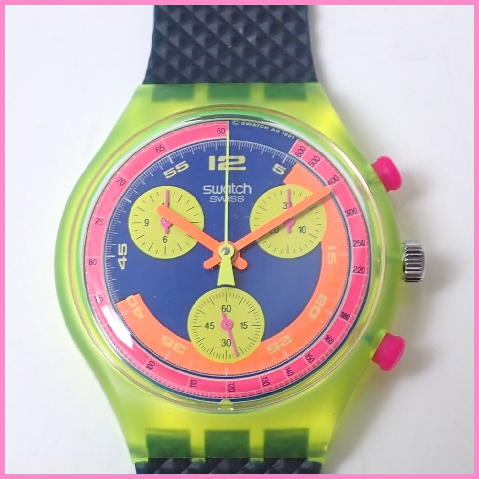 ★未使用 Swatch/スウォッチ クロノグラフ グランプリ SCJ101 クォーツ腕時計/ブルー文字盤/3気圧防水/ケース付/ジャンク扱い&1721700011拍卖