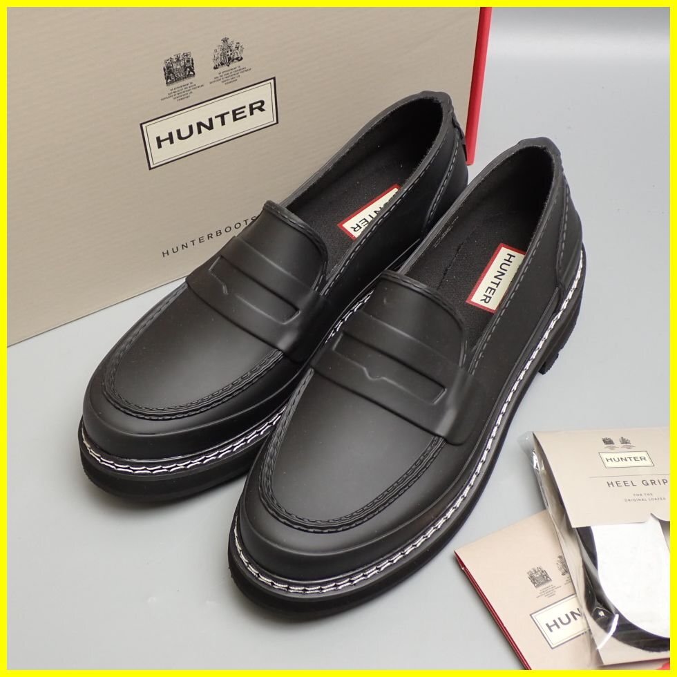 ★未使用 HUNTER/ハンター リファインドステッチ ペニーローファー 6/レディース24cm相当/ブラック/WFF1089RMA/レインシューズ&2184000008拍卖