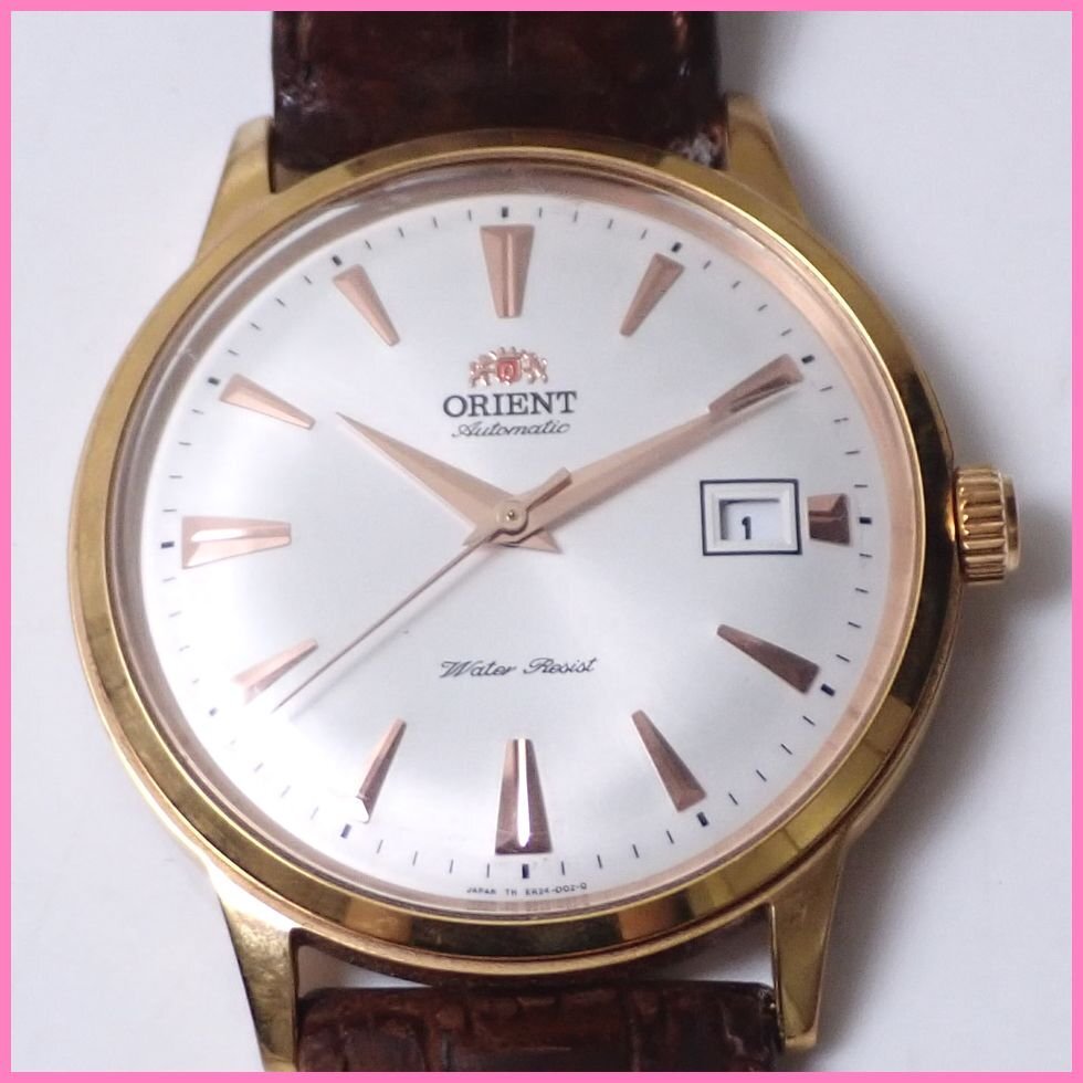★1円 ORIENT/オリエント バンビーノ ER24-D0 自動巻き 腕時計/ホワイト×ゴールド/3針/デイト/ヴィンテージ/ジャンク扱い&2123200290拍卖