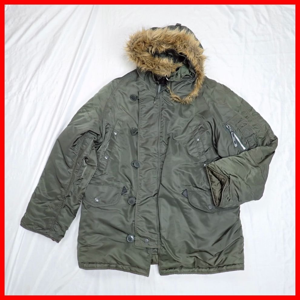 ★Alpha Industries/アルファインダストリーズ N-3B フライトジャケット メンズL/カーキグリーン/ナイロン100%/中綿&2177300036拍卖