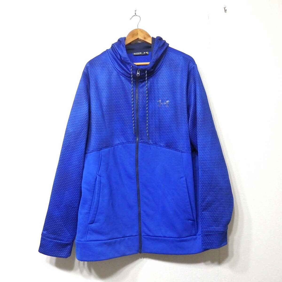 【送料無料】アンダーアーマーパーカー/STORM ジャケット 2XL 青 メンズ ジップアップフーディー ひっかけ傷あり UNDER ARMOUR拍卖