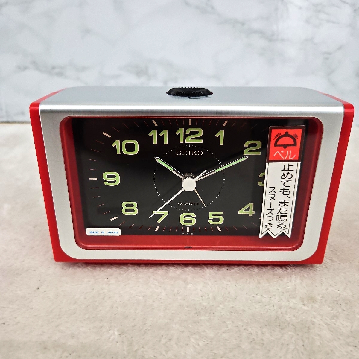 【新品未使用】デットストック SEIKO 目覚まし時計 置時計 セイコー 昭和レトロ 当時物 レトロ 動作確認の為だけに1度のみ通電 動作OK拍卖