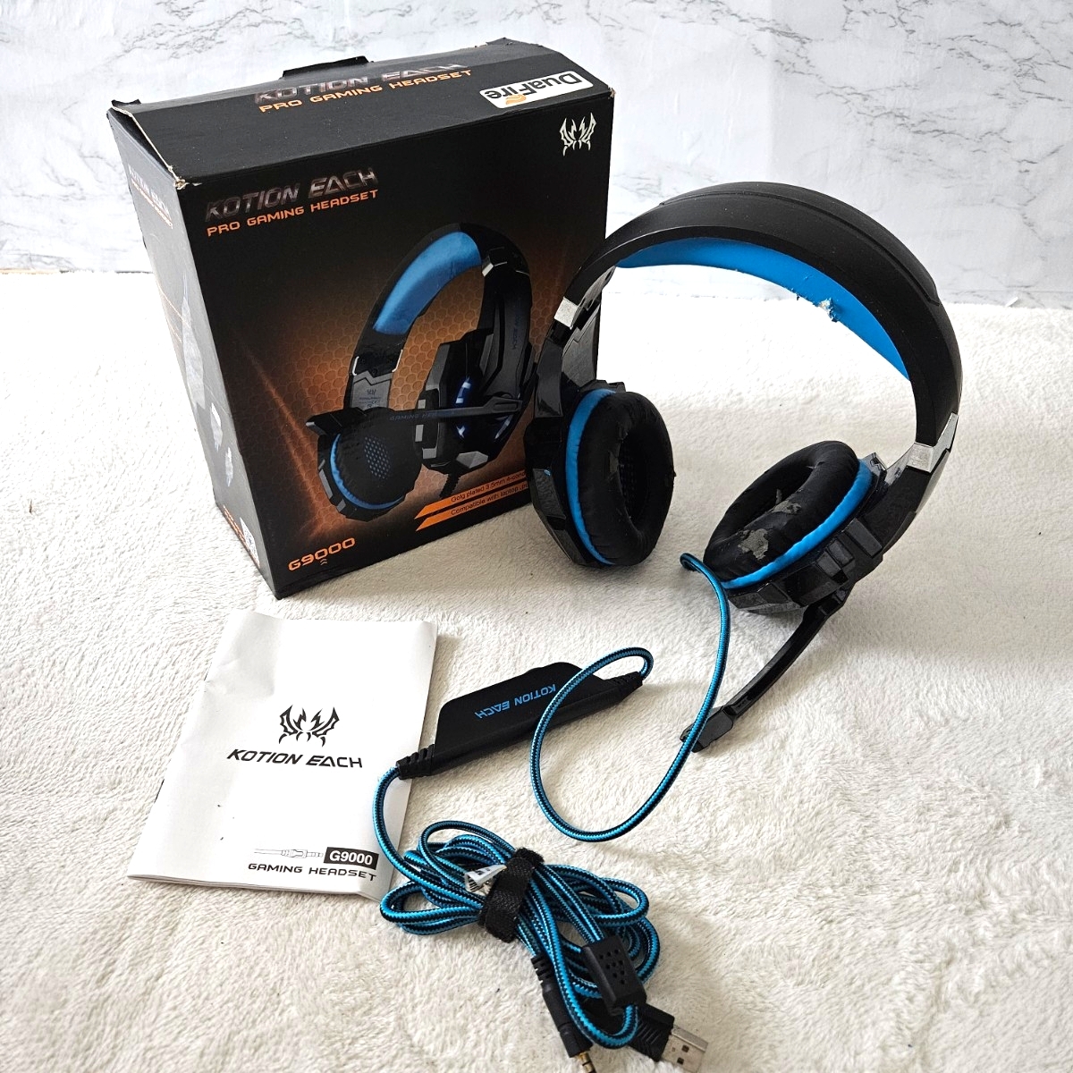 【現状品】KOTION EACH ゲーミングヘッドセット G9000 ゲーミングヘッドホン 劣化が激しいです 取り替えお直し前提です拍卖