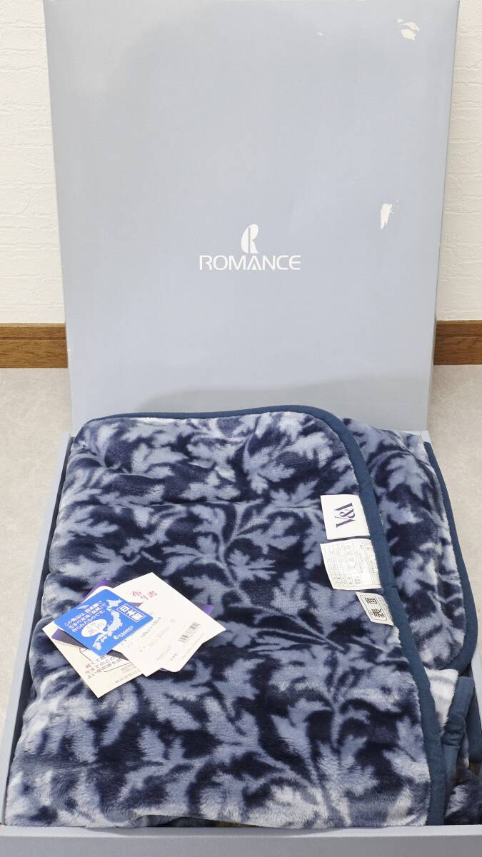 E-1340 【同梱不可】980円~ 未使用品 ROMANCE アクリルハーフケット 毛布 ひざ掛け ブランケット 140×100 寝具 箱付き 拍卖