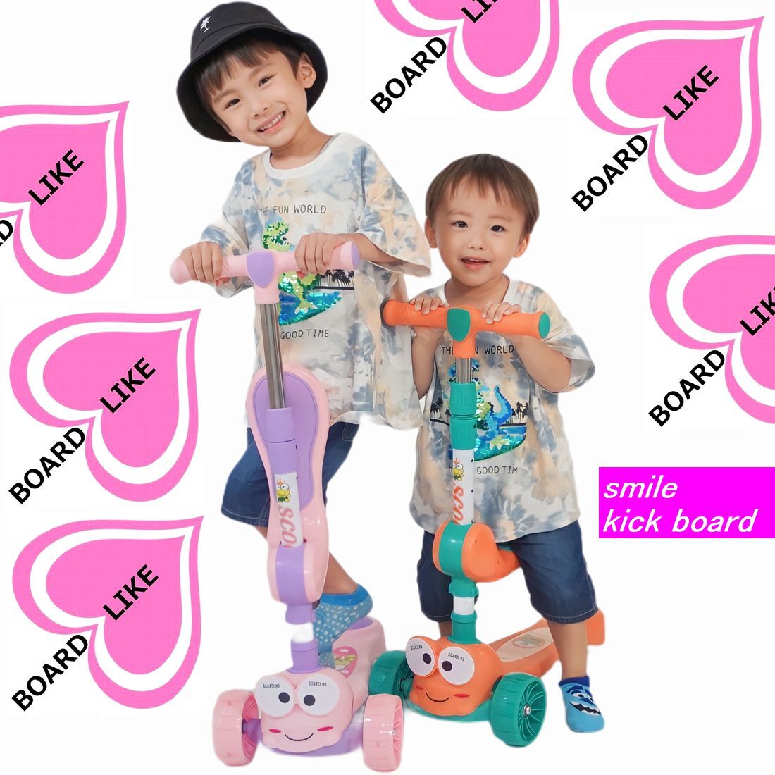 キッズ専門店、子供の成長に必要な玩具8橙■スマイル■2WAY■キックスクーター■ボードライク■キックスケーター■キックボード■手押し車拍卖