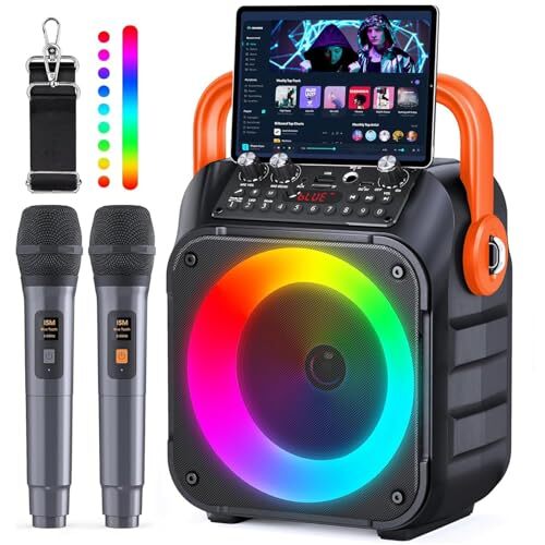 【新品未使用】カラオケセット 拡声器 スピーカーセット 家庭用 ワイヤレスマイク2本 Bluetooth 5.0 カラオケマイク 拍卖