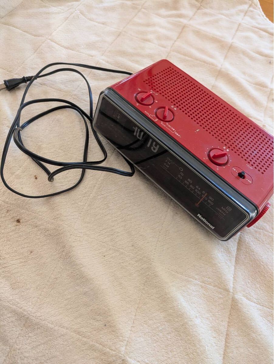 National Panasonic 昭和レトロ ラジオ FM SONY AM ナショナル パタパタ時計 当時物 RC6035 通電のみ確認ジャンク拍卖