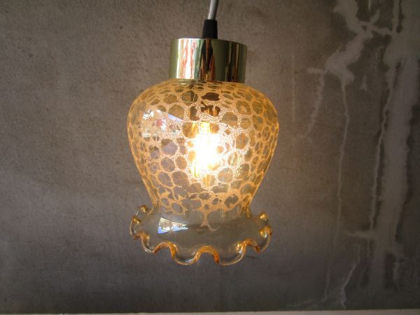 北欧ヴィンテージ スウェーデン 1960~70年代 フリルガラス ペンダントライト イリディセントガラス/ウェグナー/スーホルム/アアルト拍卖