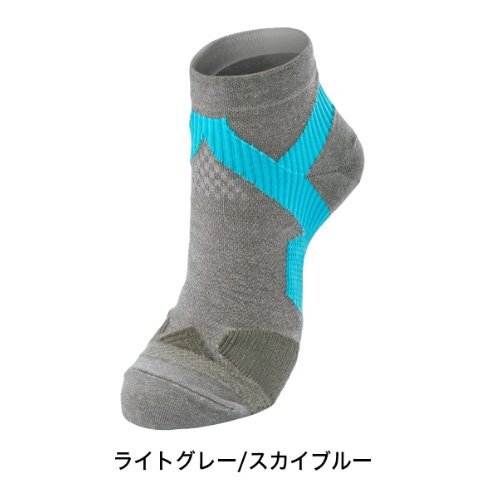 ファイテン★phiten★足王(ソッキング)丸つま先 レディース ライトグレー/スカイブルー 22-24cm拍卖