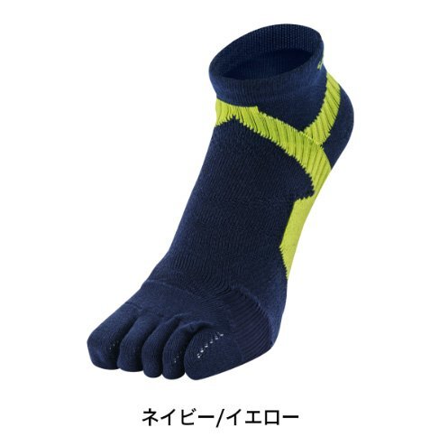 ファイテン★phiten★NEWカラー☆足王(ソッキング)5本指タイプ メンズ ネイビー/イエロー 25~27cm拍卖