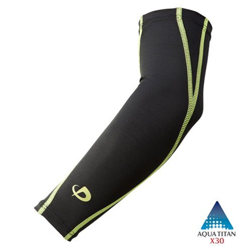 ★ファイテン★phiten★スポーツスリーブX30 腕用(2枚入) ブラック×グリーンイエロー Mサイズ拍卖