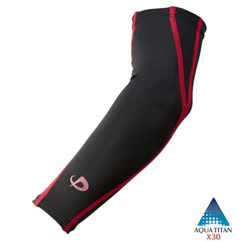 ★ファイテン★phiten★スポーツスリーブX30 腕用(2枚入) ブラック×レッド Sサイズ拍卖