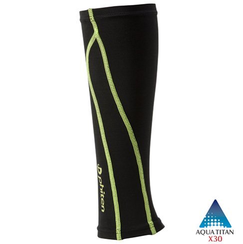 ★ファイテン★phiten★スポーツスリーブX30 足用(2枚入) ブラック×グリーンイエロー Lサイズ拍卖