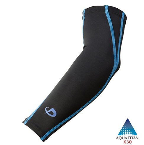 ★ファイテン★phiten★スポーツスリーブX30 腕用(2枚入) ブラック×ブルー Sサイズ拍卖