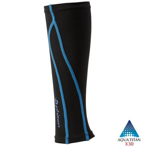 ★ファイテン★phiten★スポーツスリーブX30 足用(2枚入) ブラック×ブルー Mサイズ拍卖