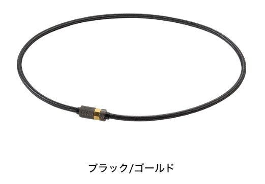 ファイテン★ネックレス RAKUWA磁気ネック ローレット ブラック/ゴールド 50cm拍卖