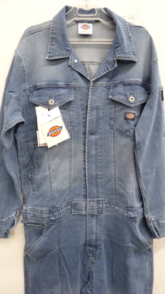 ディッキーズD686 ストレッチシルキーデニムつなぎ ライトインディゴ Lサイズ お値打ち品 税込 7500円拍卖