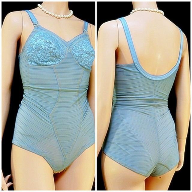 CE5-U03☆//色気たっぷりブルーカラー☆胸元レースで華やか彩る*ボディスーツ*クロッチ開閉*※一番安価で送料はゆうパケット250円拍卖