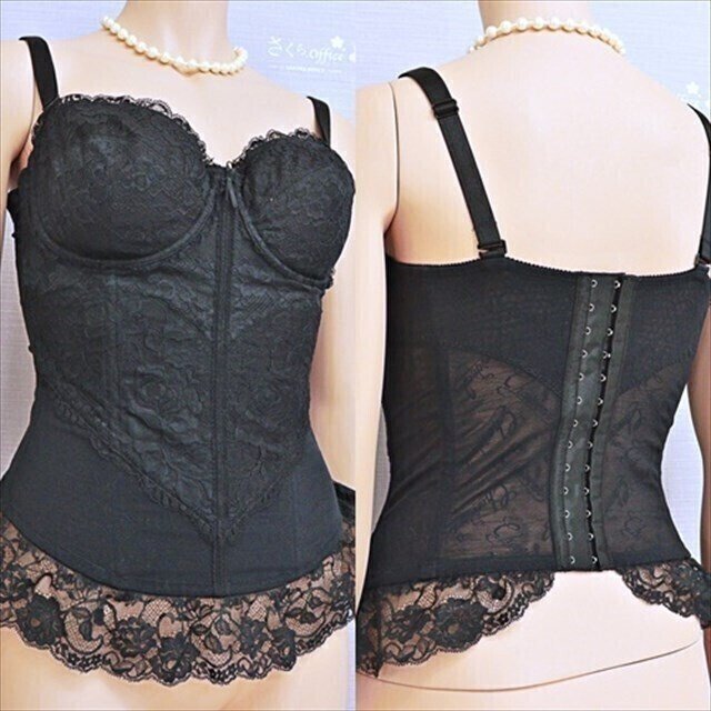 CE5-V09☆//Chandealシャンデール/日本製♪エレガントに仕上がる黒☆裾までフェミニン*スリーインワン*●拍卖