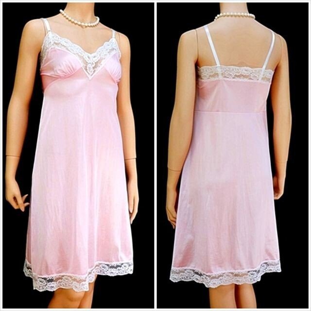 CE5-V21☆//バスト90㎝/大きいLサイズ♪伸縮性有*爽やかな光沢フレッシュピンク☆スリップ※一番安価な送料はゆうパケットなら250円拍卖