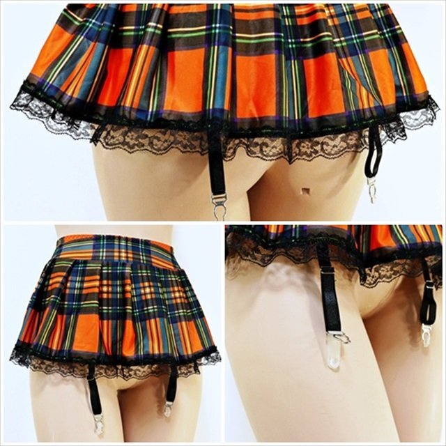 CX5-871//大人ガーリー☆鮮やかなタータンチェック柄☆ガーターベルト付きショートスカート※一番安価で送料はゆうパケット250円拍卖