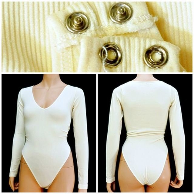 CE5-U70☆//グラマーなXLサイズ♪リブ調*長袖*ハイレグボディブリファー*クロッチ開閉*※一番安価な送料はゆうパケット280円拍卖