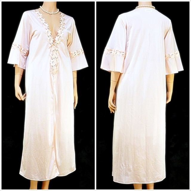 CE5-X18☆//SONORE♪伸縮性有*バスト95㎝以上/大きいL☆立体花付き☆120㎝のロング丈♪ネグリジェ※一番安価な送料はゆうパケットなら250円拍卖