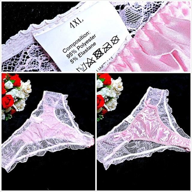 CE5-S47☆//新品☆4Lの超超でかサイズ☆シアーレースでヒップの色気爆発☆リボン付光沢ショーツ※一番安価で送料はゆうパケット250円♪拍卖