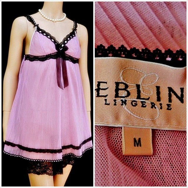 CX6-003//EBLIN/エブリン☆美しい透け感プリーツ☆セクシーなパープル×ブラック☆ベビードール※一番安価で送料はゆうパケット250円拍卖