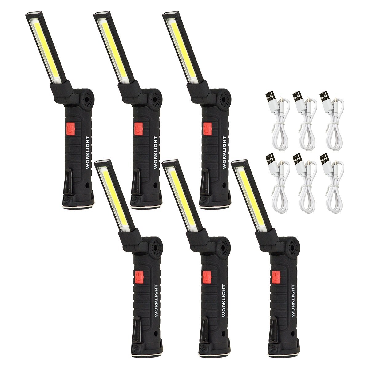 【送料無料】6個セット 967円/個 LED ライト COB 作業灯 防水 360度 回転 折畳み式 USB 充電式 懐中電灯 マグネット 多機能 ワークライト拍卖