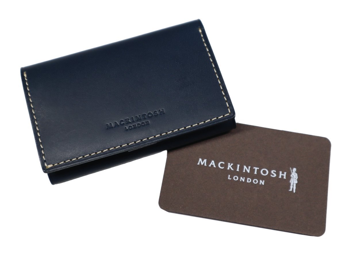 70%OFF◆キャッシュレス時代の3つ折りチビ財布!【 MACKINTOSH LONDON / マッキントッシュロンドン 】ネイビーレザーのスマートウォレット拍卖